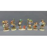 Six Hummel figures to include Sensitive Hunter, etc, tallest 15cm (6)