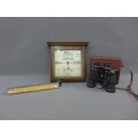 A mixed lot to include a Hamilton & Inches oak cased wall barometer, vintage slide rule and pair