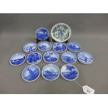 Collection of royal Copenhagen blue and white pin dishes and a Bjorn Wimblad Nymolle Garden Party