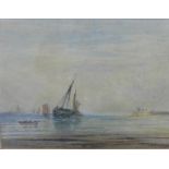 Copley Fielding RWS, (1787-1855) Newhaven, Watercolour, singed, in glazed giltwood frame, 20 x 15cm