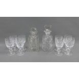 Two spirit decanters and a set of eight glasses (10)