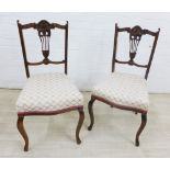 Pair of Edwardian side chairs with upholstered seats, 88 x 47cm (2)