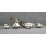 George V four piece silver tea and coffee set, George David Rattray, Birmingham 1915 (4)