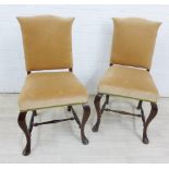 Pair of mahogany side chairs with upholstered backs and seats, on cabriole legs, 95 x 51cm