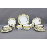 Early 20th century Crown Staffordshire teaset with handpainted floral pattern, dated 19298 and
