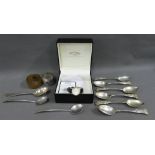 Lady's Rotary wrist watch, three silver teaspoons, silver napkin ring and horn napkin ring, five