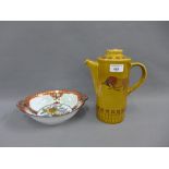 Retro Palissy coffee pot and a Noritake porcelain bowl (2)