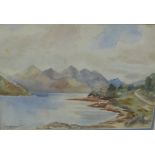 JK Maxton, Five Sisters of Kintail, - Loch Duich, Watercolour, signed, in glazed frame, 36 x 26cm