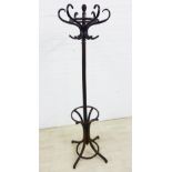 Bentwood hat and coat stand, 192cm high