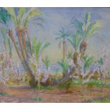 Attributed to Alexander Graham Munro, (Scottish School) Palm Trees and Flowering Shrubs, oil on