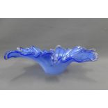 Murano Arte blue glass bowl with millefiore inclusions, with paper label, 44cm