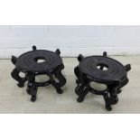 Pair of chinoiserie wooden stands, 18 x 25cm (2)