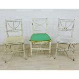 Three 19th century white painted faux bamboo side chairs, 83 x 42cm (3)