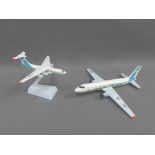 Two model airplanes to include Uzbekistan Airliners, largest wingspan 30cm (2)