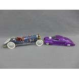 Lincoln Zephyr model car and Meccano style car, longest 35cm (2)