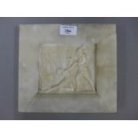 Rectangular white marble plaque, 22.5 x 20cm