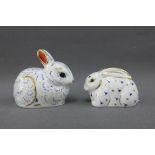 Royal Crown Derby Imari paperweights to include Bunny and another smaller, with gold stoppers, (2)