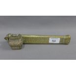 Middle Eastern brass engraved scribe box, 24cm long