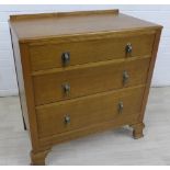 Early 20th century mahogany ledgeback chest with three graduating long drawers, 81 x 75cm