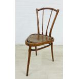 Rare early 20th century Thonet three legged Bentwood chair, with spindle back and herring bone