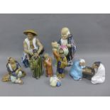 Eight Chinese Shiwan type glazed figures, tallest 20cm (8)