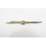 18ct gold diamond bar brooch, millegrain set with nine bright cut diamonds in the form of a