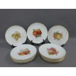 Set of ten KPM Berlin handpainted fruit plates, each with a different pattern to include apples,