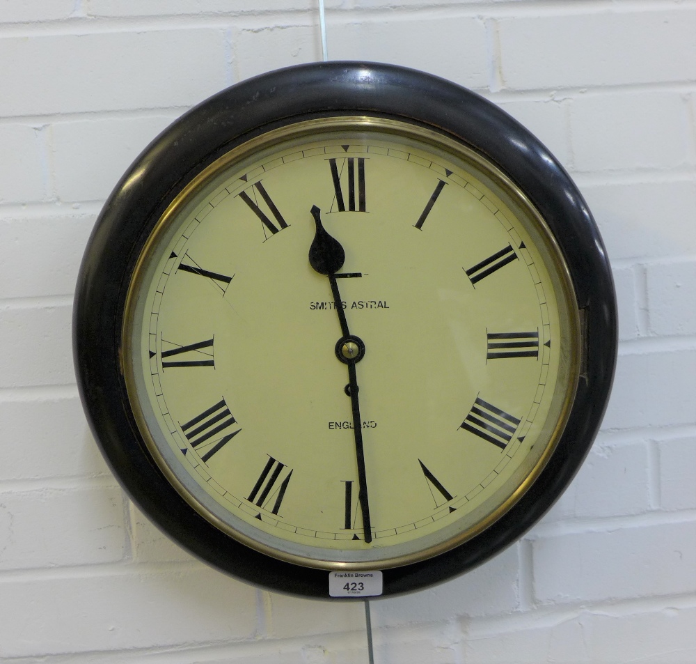 Smiths Astral wall clock, the enamel dial with Roman numerals,