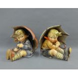 Umbrella Girl and Umbrella Boy, a pair of oversized Goebel Hummel figures, 20cm high (2)