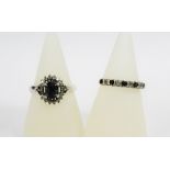 18ct white gold gemset dress ring and a 9ct gold ring (2)