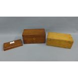 19th century Slides box with a fall front and hinged lid, 19th century mahogany caddy with two