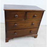 19th century mahogany chest with diminutive proportions, with a rectangular top over two short and