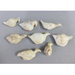 A group of Votive carvings of birds, Steatite, 1st millennium B.C, approx 10cm, (8)