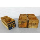 Vintage wooden crates to include California Oranges & Croc Brand South Africa, 64 x 67cm