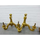 Set of four Gothic style double branch giltwood wall lights, 44cm (4)