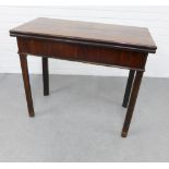 19th century mahogany fold over card table, 72 x 88cm