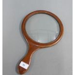 19th century mahogany framed table magnifying glass, 40cm long