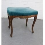 Mahogany stool with upholstered seat and cabriole legs, 46 x 50cm