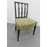 19th century side chair with vertical splat back and upholstered seat, 90 x 5cm