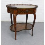 Late 19th century French Kingwood and marquetry table, with brass gallery to top and a conforming