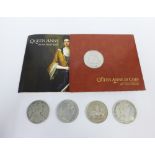 Coins to include two Maria Theresa Thalers, Queen Anne 300th anniversary £5 coin, reproduction