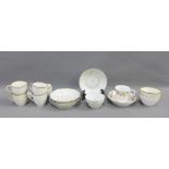 A set of five 18th century Worcester style fluted cups, two tea bowls, an English coffee can and