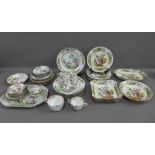 Quantity of 19th century Copeland Late Spode Peacock pattern tablewares, some bearing Waring &