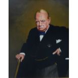 Gordon E. Brashier, Winston Churchill, Oil on board, signed and dated 1965, in a giltwood frame,