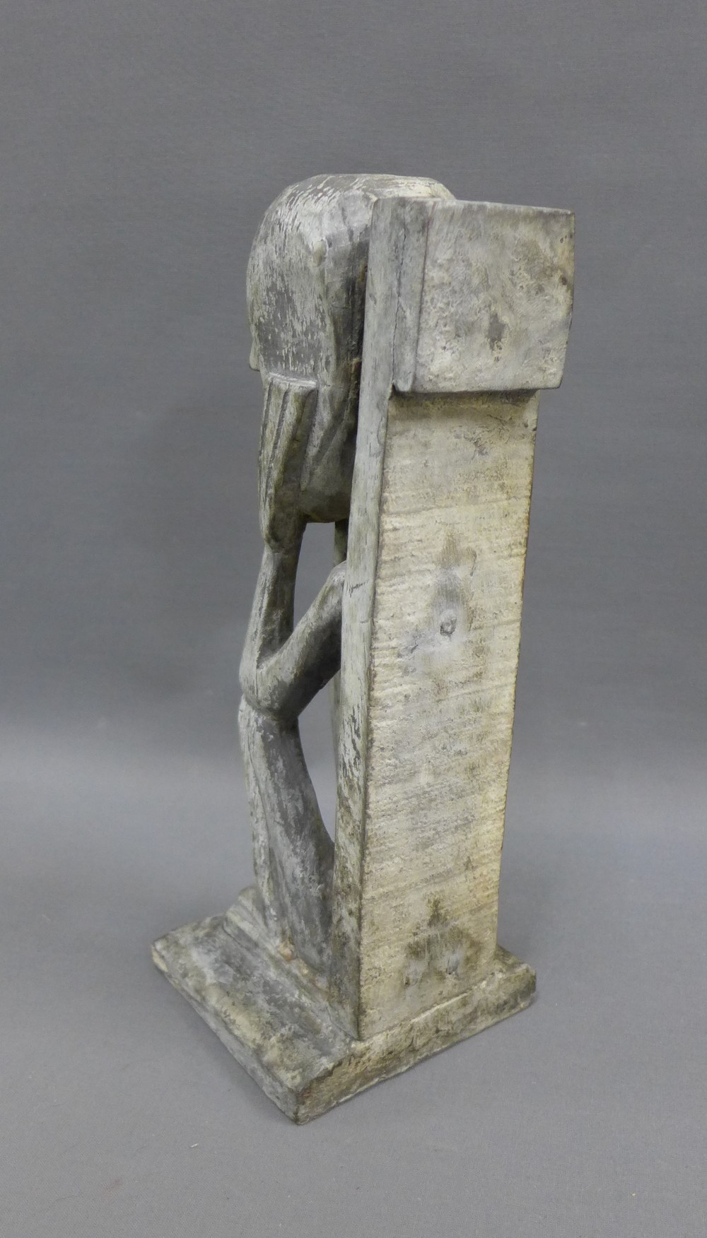 Carved wooded tribal figure, on a square base, 30cm high - Image 2 of 2