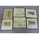Carton containing a collection of etchings and prints to include Mabel Oliver Parker, etc (6) `