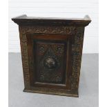 Oak cupboard with carved door, 74 x 62cm