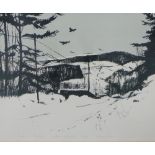 Joan Wilson (Scottish) Snow at black top, Litho and screenprint, No. 9/26, signed in pencil, framed,