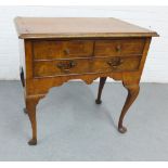 18th century walnut and featherbanded lowboy (a/f) 75 x 77cm