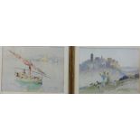 Early 20th century school, A companion pair of watercolours, signed indistinctly, in glazed